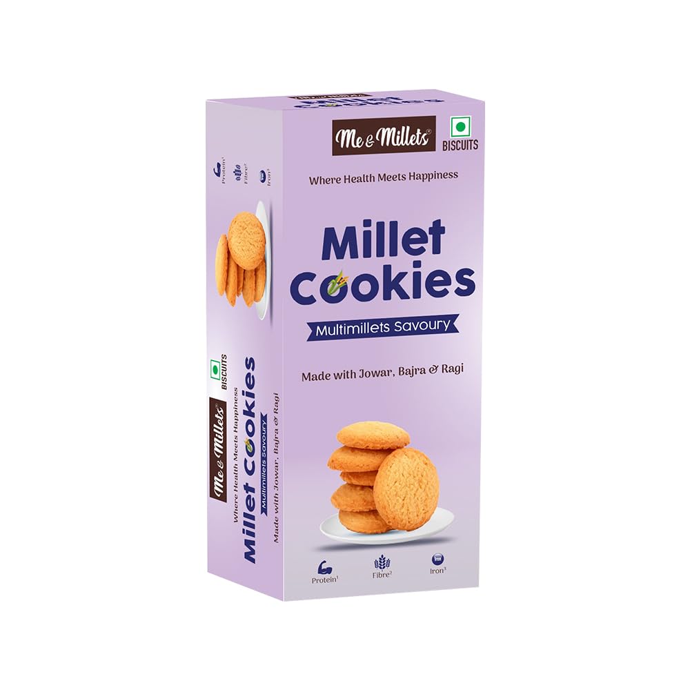 Me & Millets Combo Ragi Twist, Amaranth Bliss & Multimillets Savoury Cookies (75g X 3) Delicious Millets Biscuits, Rich In Fiber & Protein, Healthy Tea Snack (Jain Friendly)