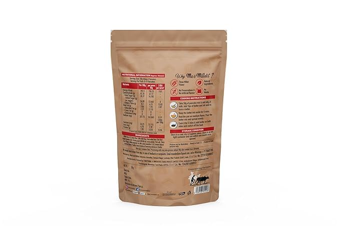 Me & Millets Chocolate Flavor Millet Pancake Mix (150g X 2) Sweetness Of Jaggery, No Maida, No Wheat, No Preservatives, Vegetarian, Eggless, Healthy Breakfast for Family (Jain Friendly)