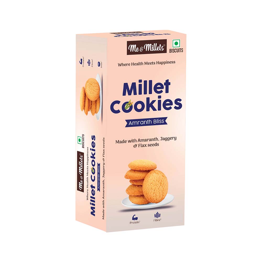 Me & Millets Combo Ragi Twist, Amaranth Bliss & Jowar Delight Cookies (75g X 3) Delicious Millets Biscuits, Rich In Fiber & Protein, Healthy Tea Snack (Jain Friendly)