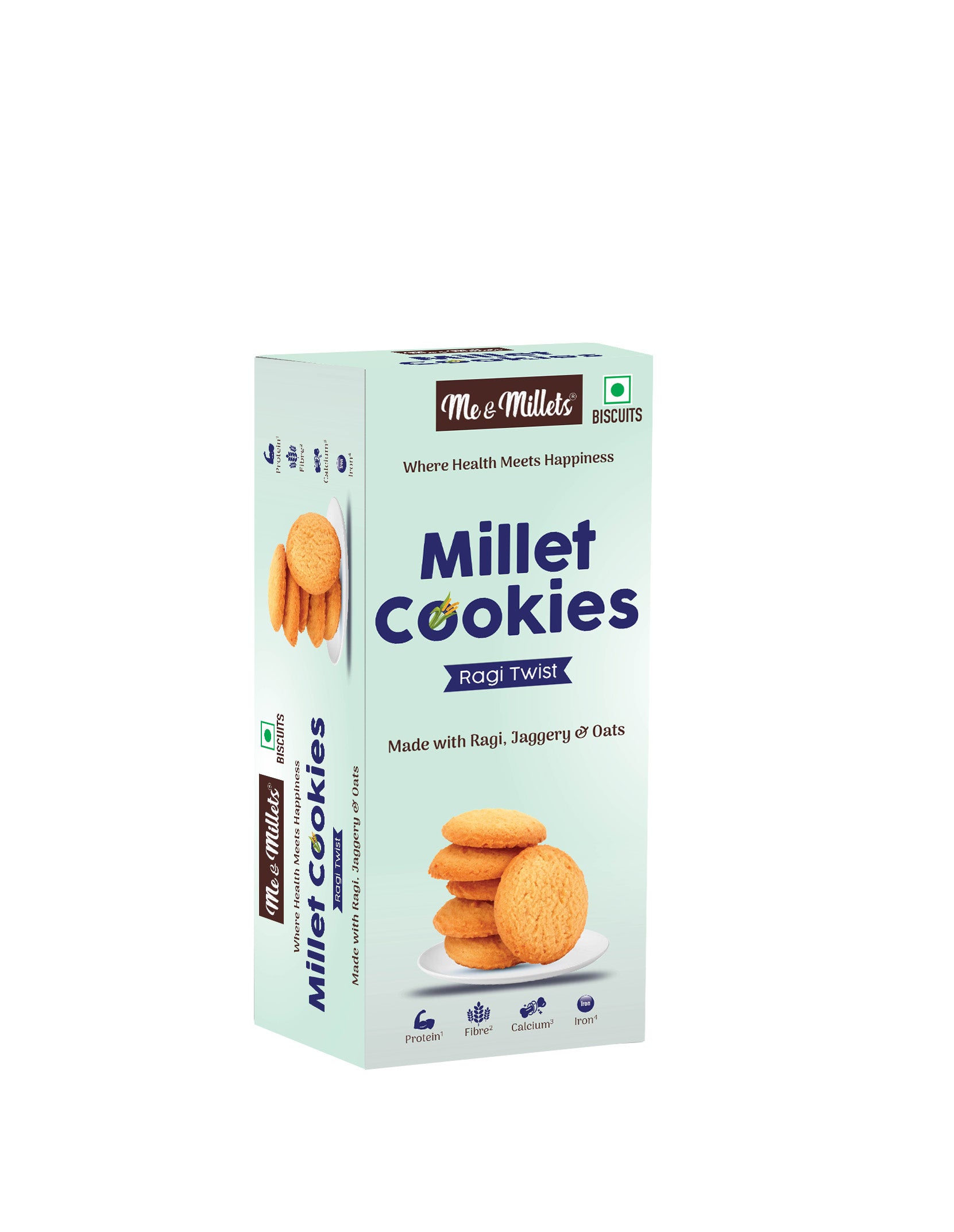 Me & Millets Combo Ragi Twist, Jowar Delight & Multigrain Power Cookies (75g X 3) Delicious Millets Biscuits, Rich In Fiber & Protein, Healthy Tea Snack (Jain Friendly)